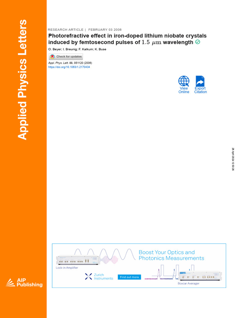 Photorefractive Effect in Iron-Doped Lithium Niob | PDF