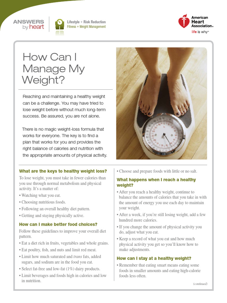 How Can I Manage My Weight | PDF