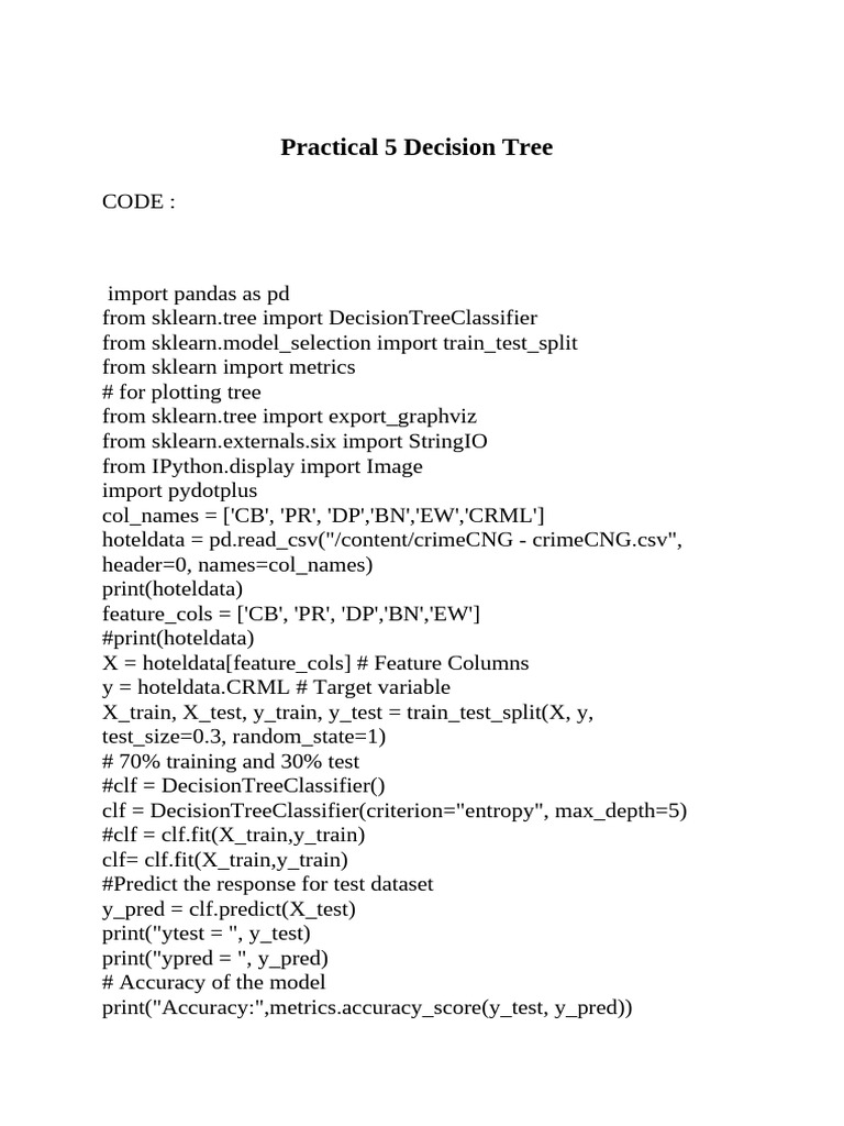 Practical 5 Decision Tree | PDF