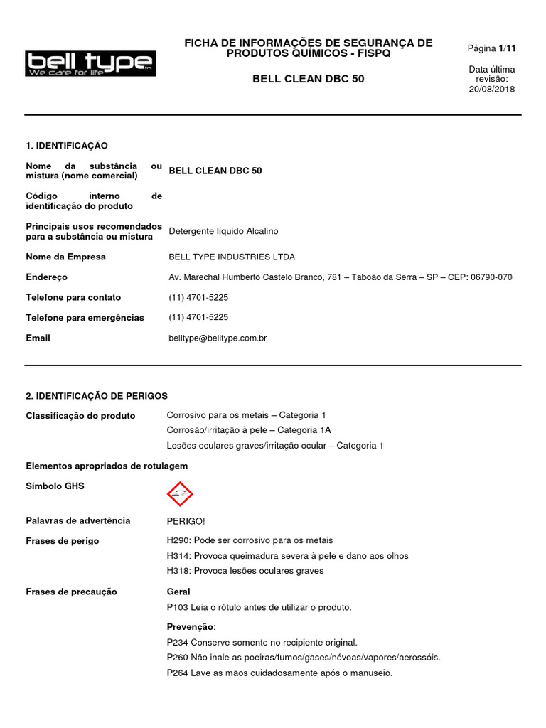 Bell Clean DBC 50 - Onu1824 - Fispq | PDF