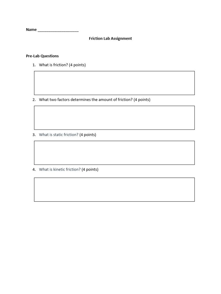 Friction Lab Assignment Pdf