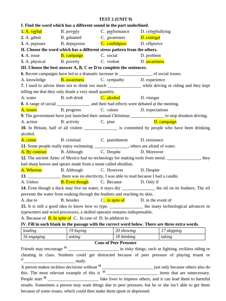 13.2. Test 2 Unit 9 | PDF