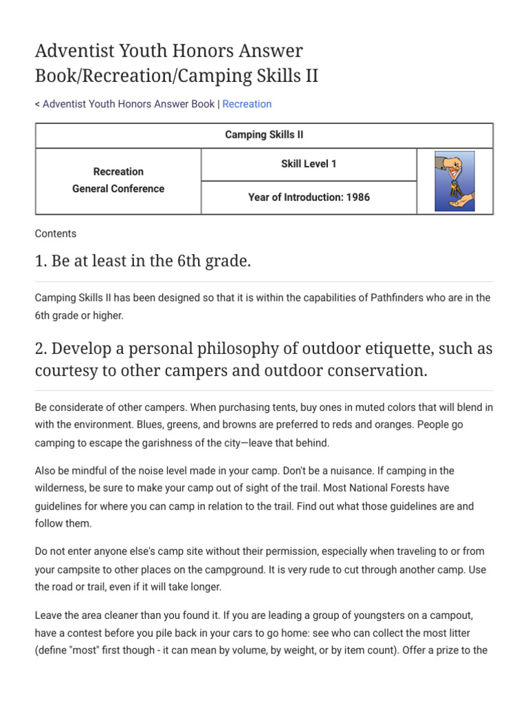 Camping Skills II Honor Guide | PDF | Home & Garden