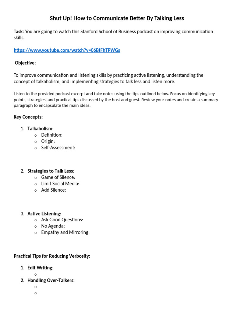 How To Communicate Better by Talking Less (Listening Task) | PDF