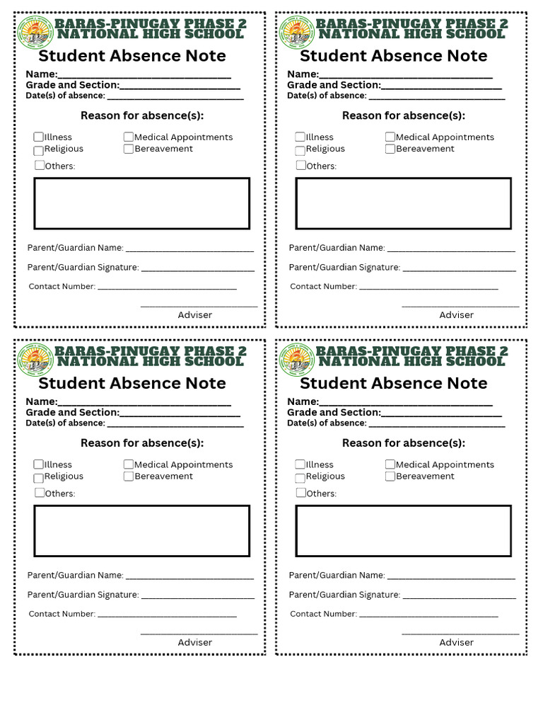 Student Absence Note | PDF