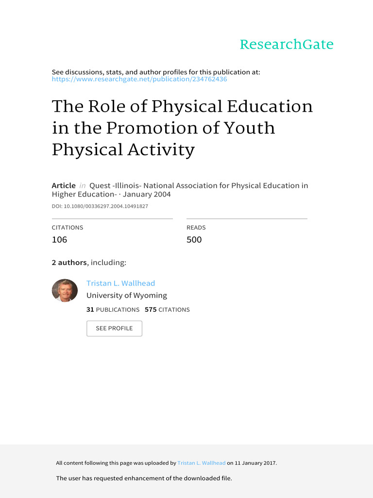The Role of Physical Education in The PR | PDF