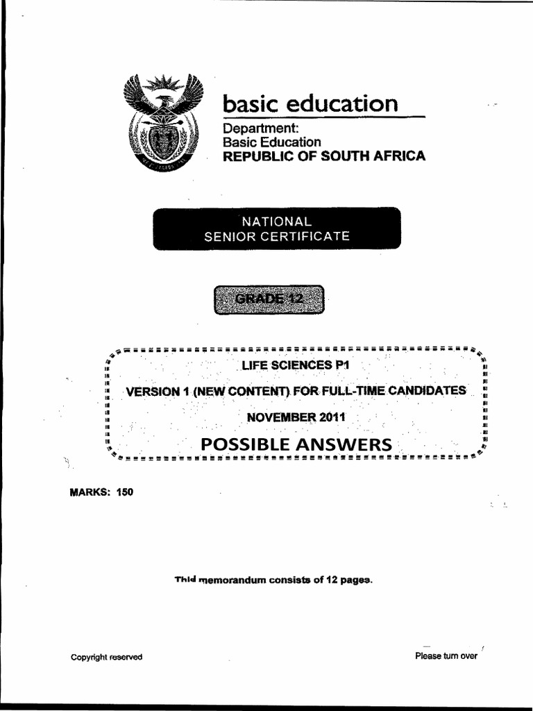Life Science Paper 1 - English (Version 1) | PDF