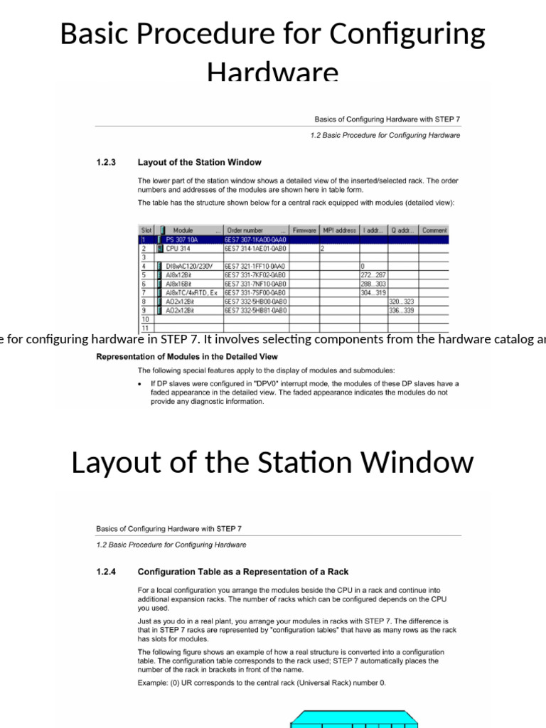 STEP 7 Hardware Configuration With Text | PDF