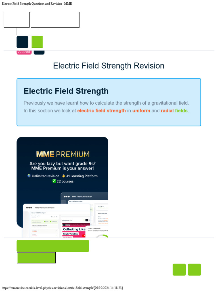 Electric Field Strength Questions and Revision MME | PDF