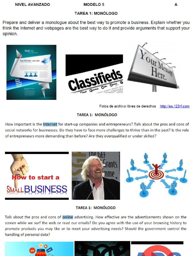 Eoi B2 Speaking Certificate Tests Business And The Internet Pdf