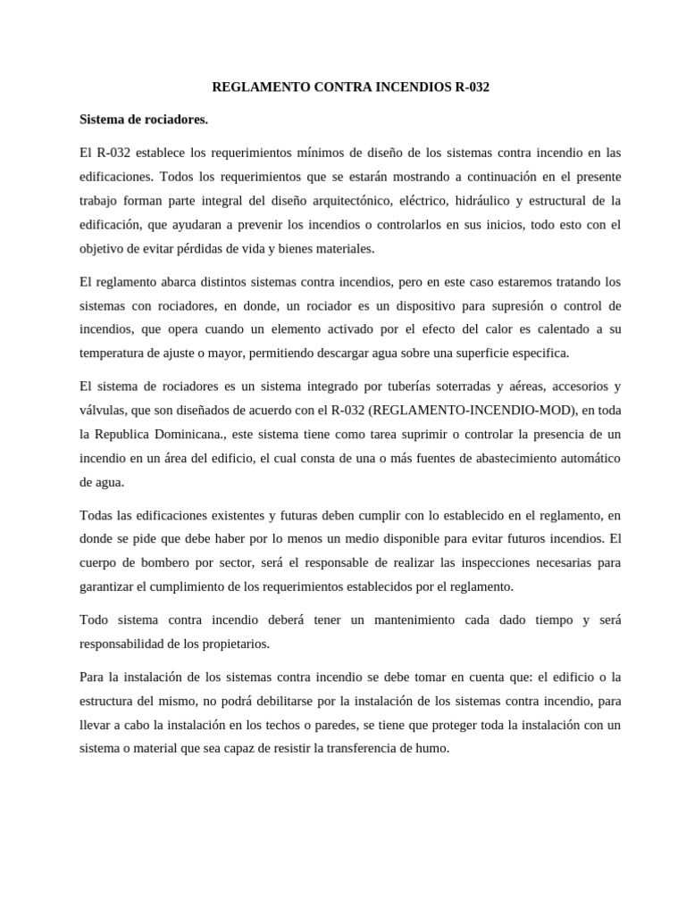 Requisitos R-032 para Sistemas de Rociadores | PDF | edificio | Sistema ...