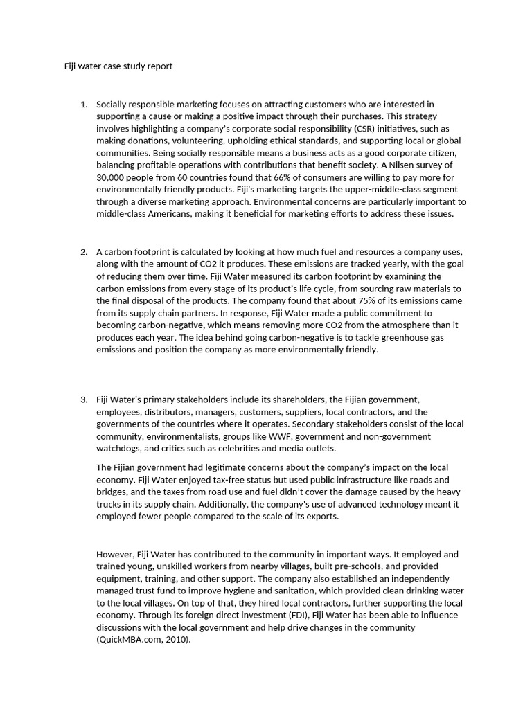 Fiji Water Case Study Report | PDF