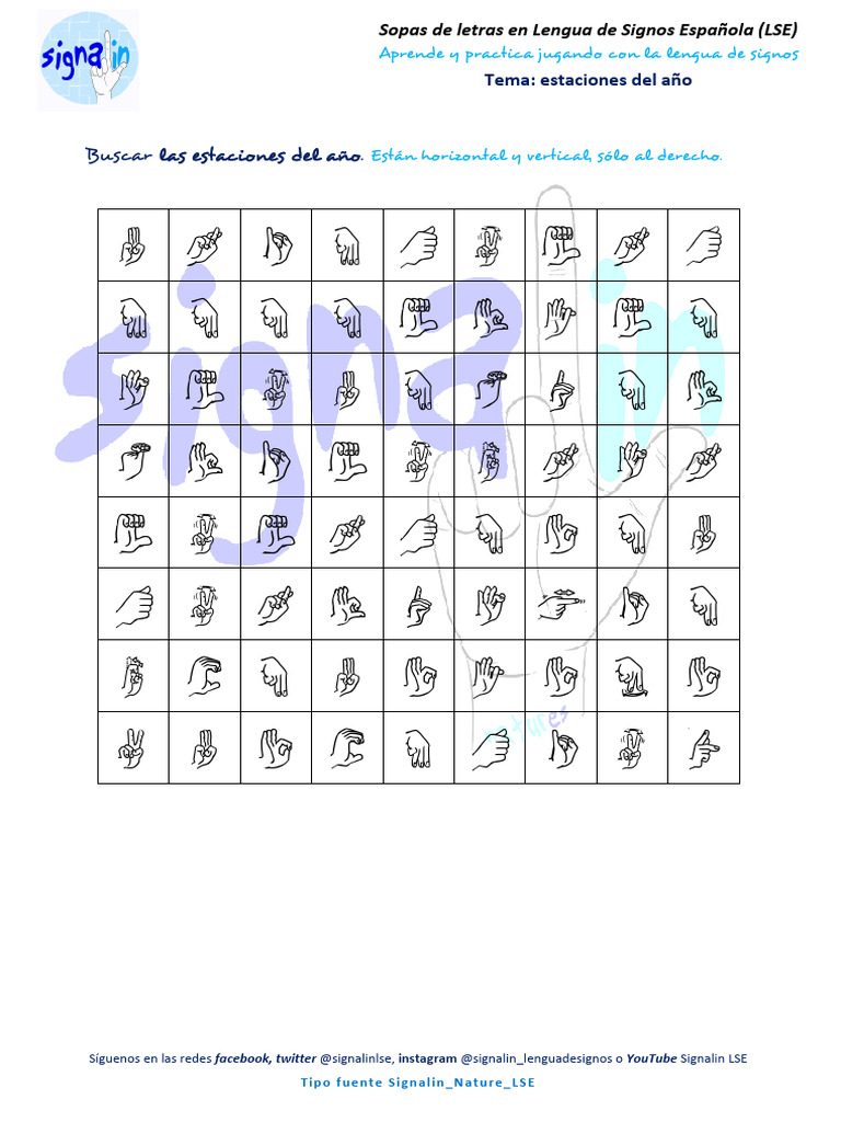 Sopas de Letras en Lengua de Signos LSE | PDF