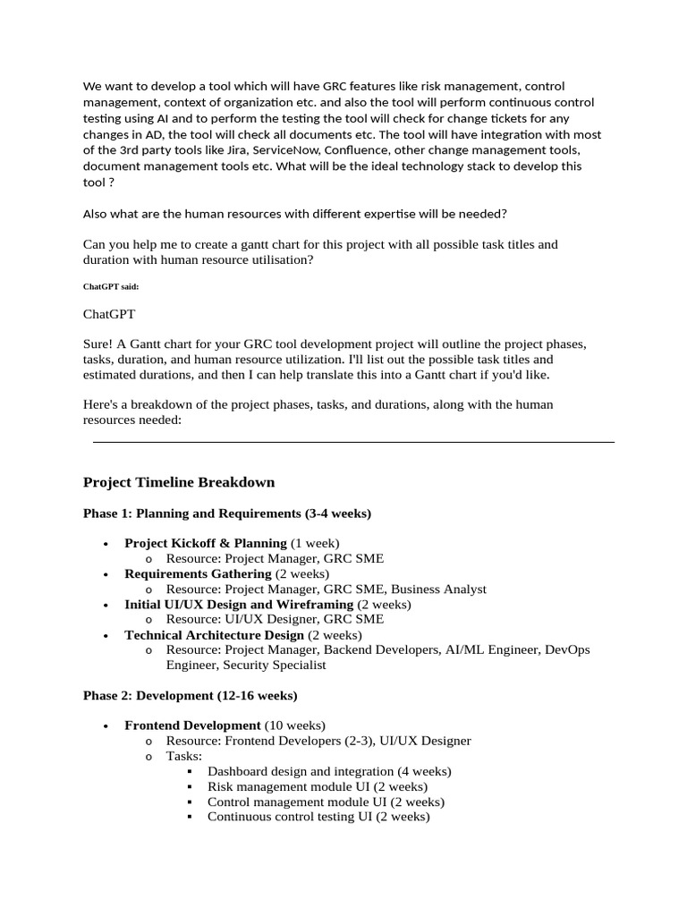 ARC-GRC Project Gantt | PDF