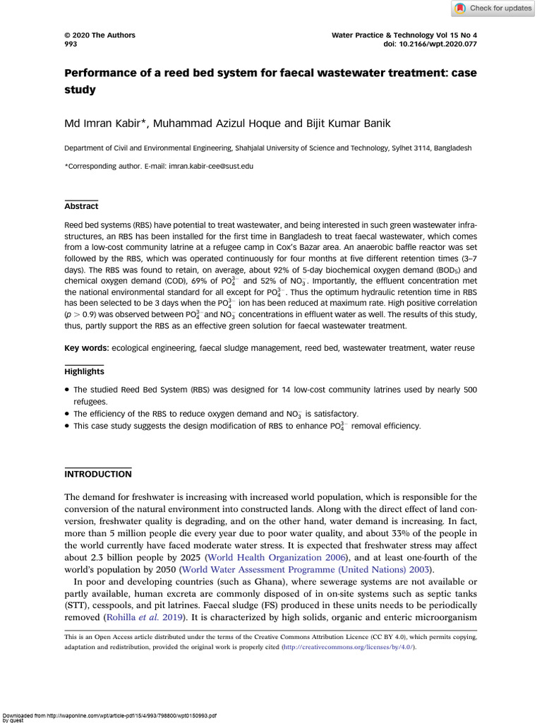 Reed-Bed VBHC) V | PDF