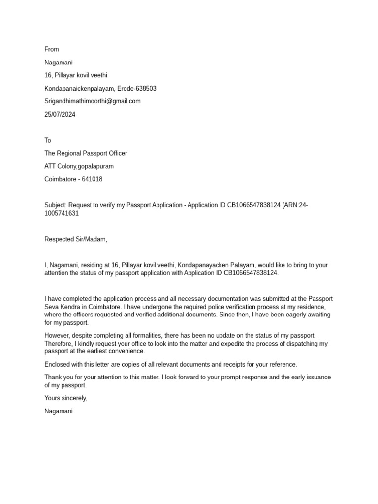 Letter for RPO | PDF
