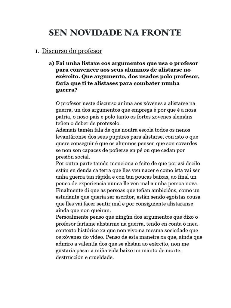 Sen Novidade Na Fronte | PDF