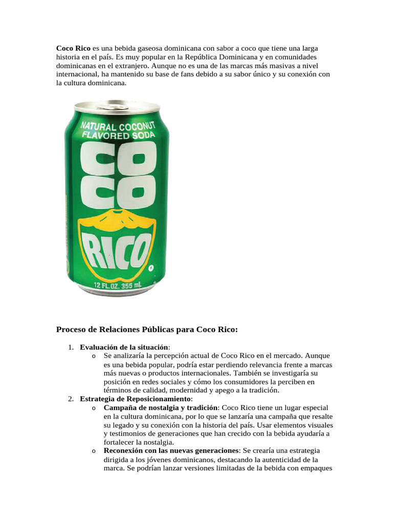 Estrategia de Reposicionamiento de Coco Rico | PDF | República ...