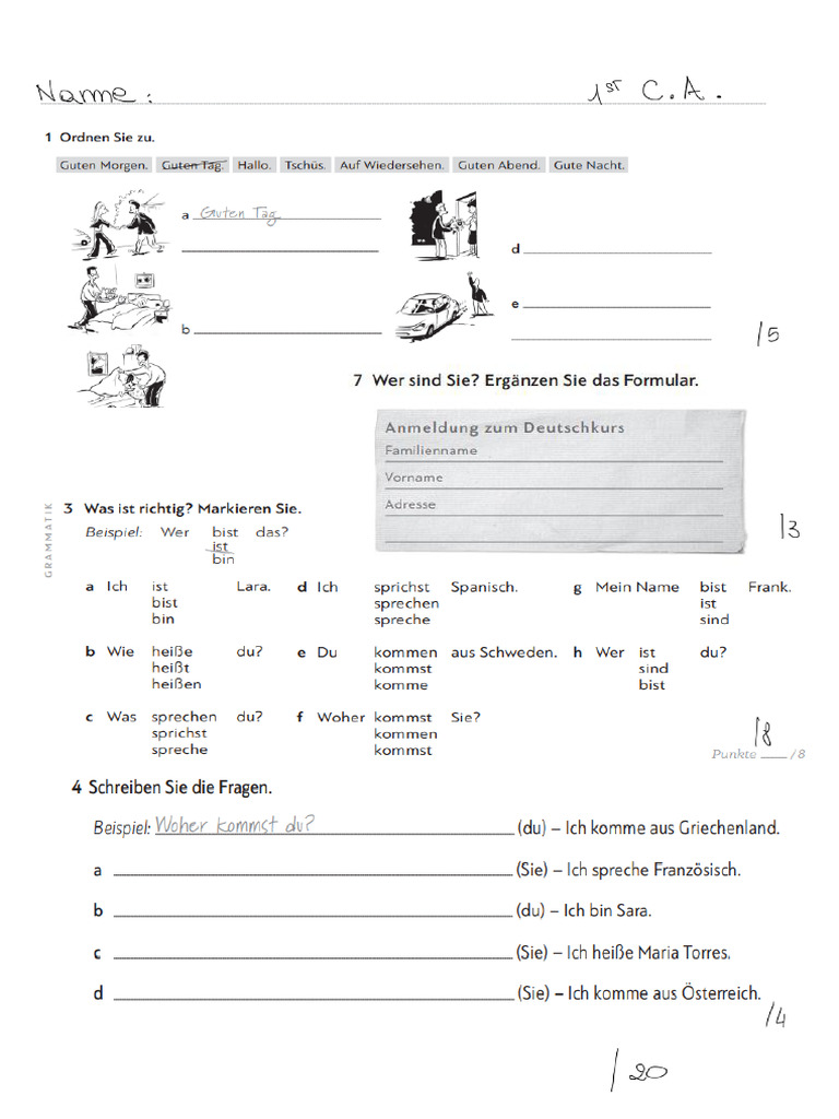 German Test A1.1 | PDF
