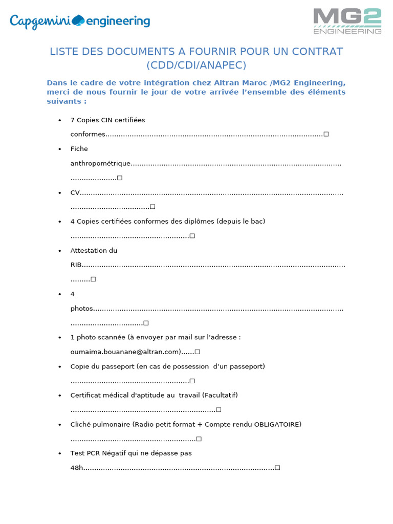 Liste Des Pièces À Fournir | PDF