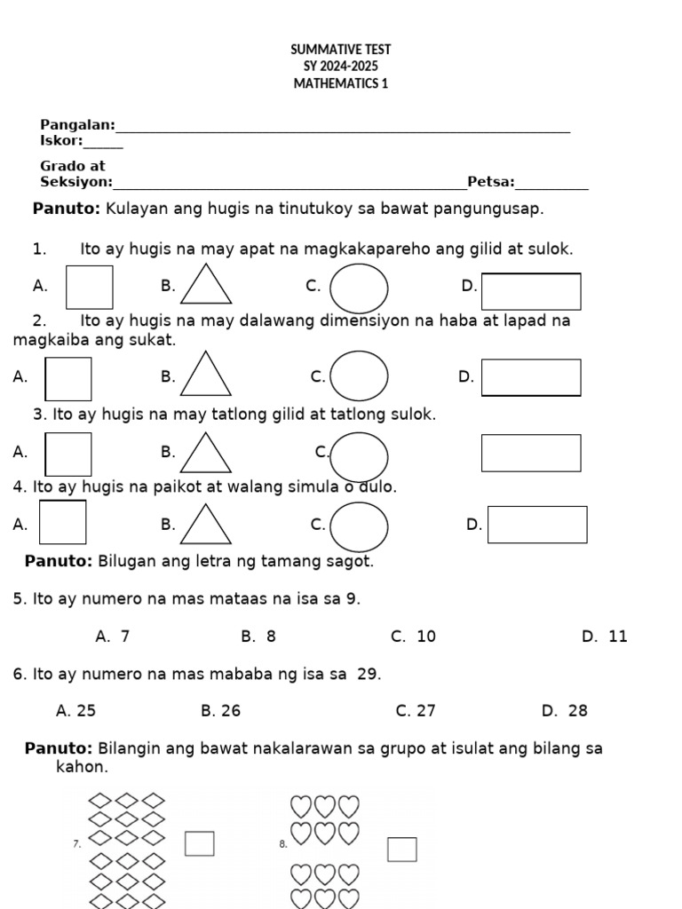 Reviewer Math Q1 | PDF