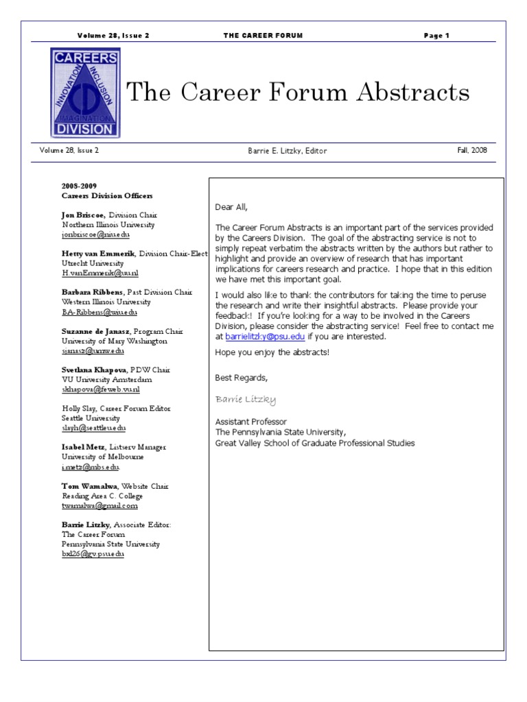 Career Abstracts Learning Styles Turnover (Employment)