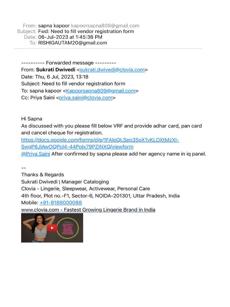 FWD Need To Fill Vendor Registration Form | PDF