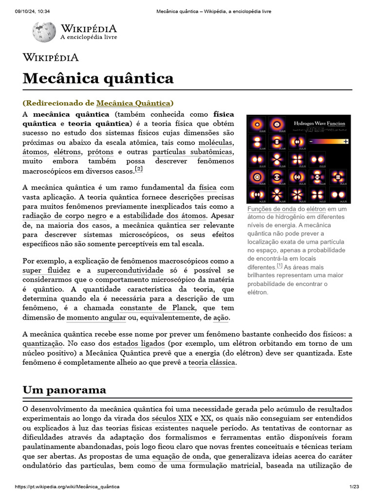 Mecânica Quântica: Um Panorama | PDF