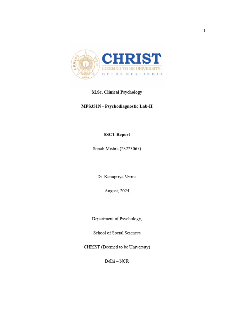 SSCT Report | PDF