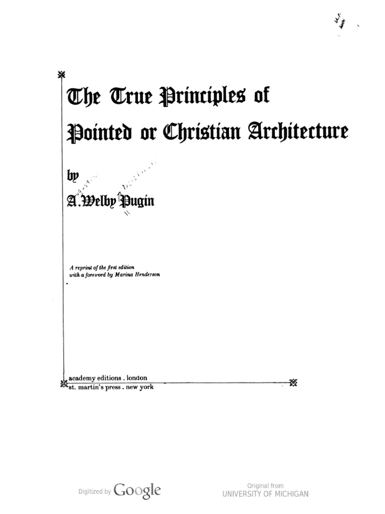 Pugin True Principles | PDF