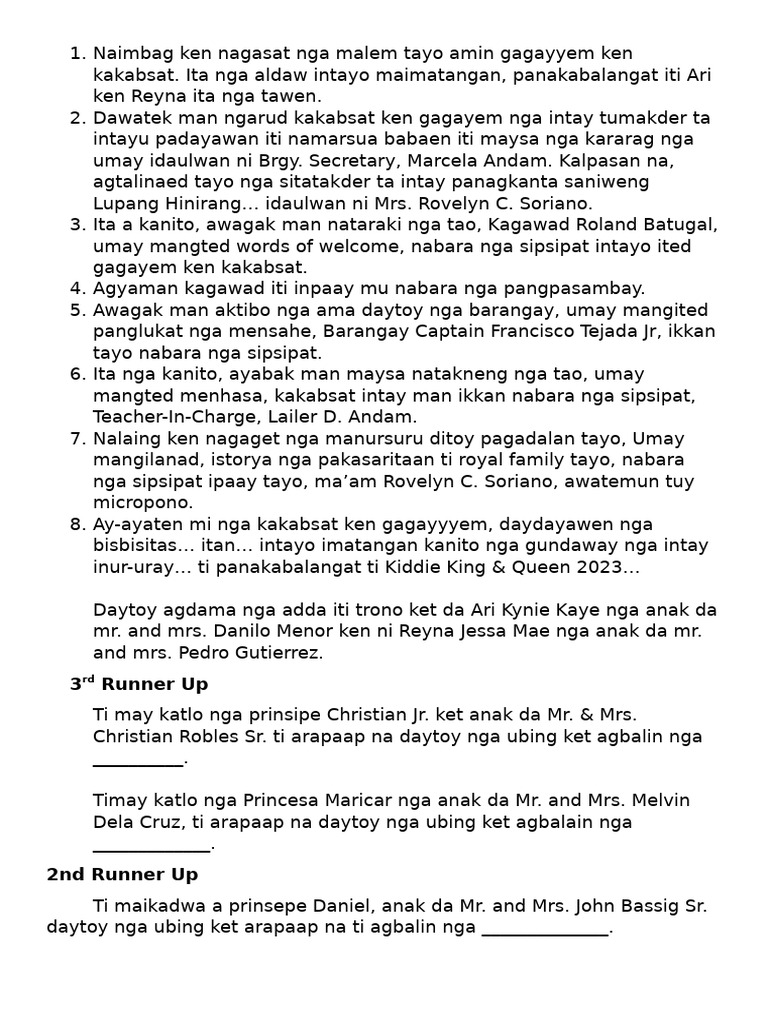 Script For Coronation | PDF
