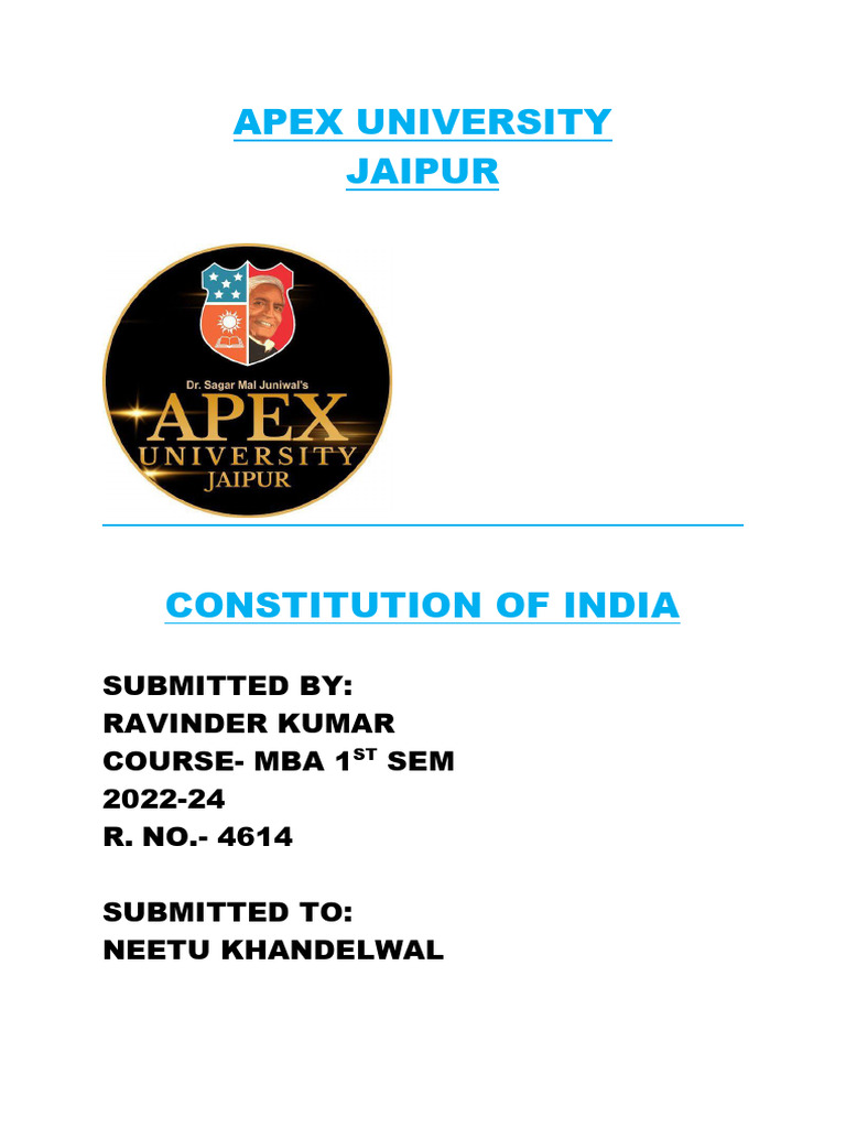 Constitution of India Audit Report by Ravinder | PDF