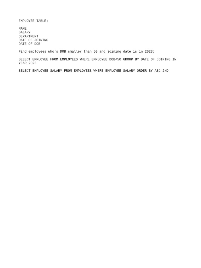 Sample sql pdf