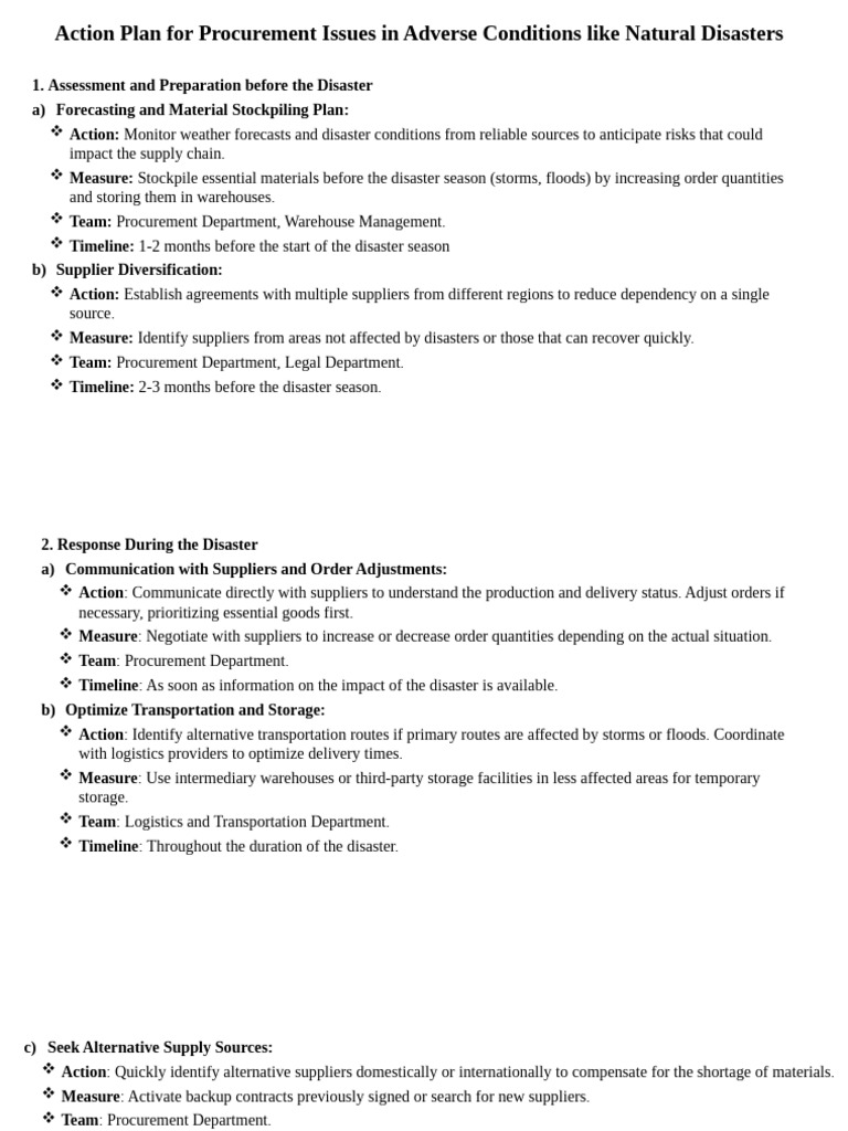 Emergency Response Plan For Purchase Team | PDF