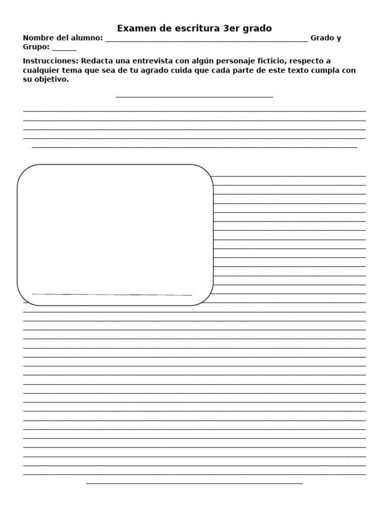 Examen De Escritura 3er Grado Pdf