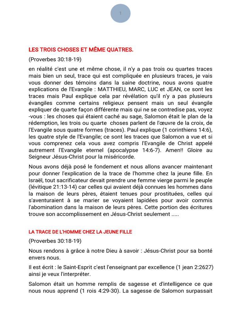 Les Trois Choses Et Même Quatres | PDF