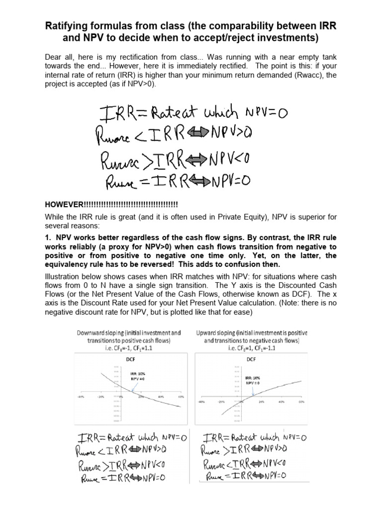 Summary - IRR vs. NPV | PDF