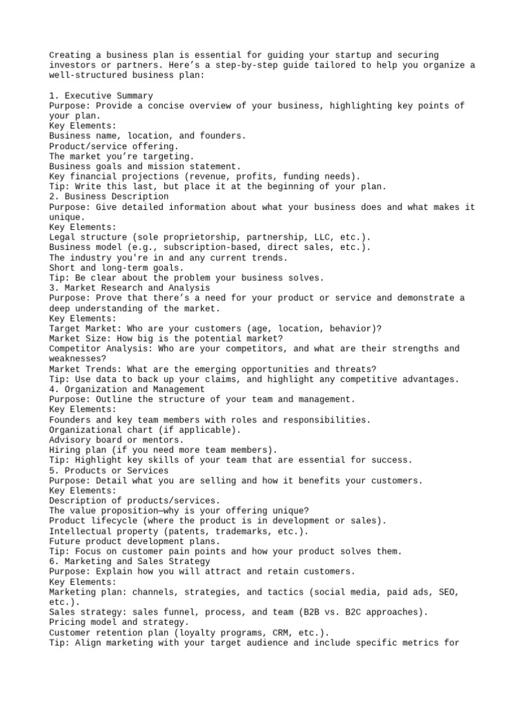 Business Plan Guide Pdf