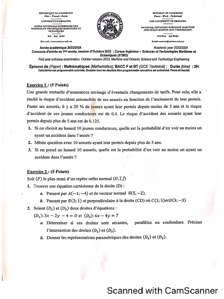 Épreuve Stmo Concours Enstmo | PDF