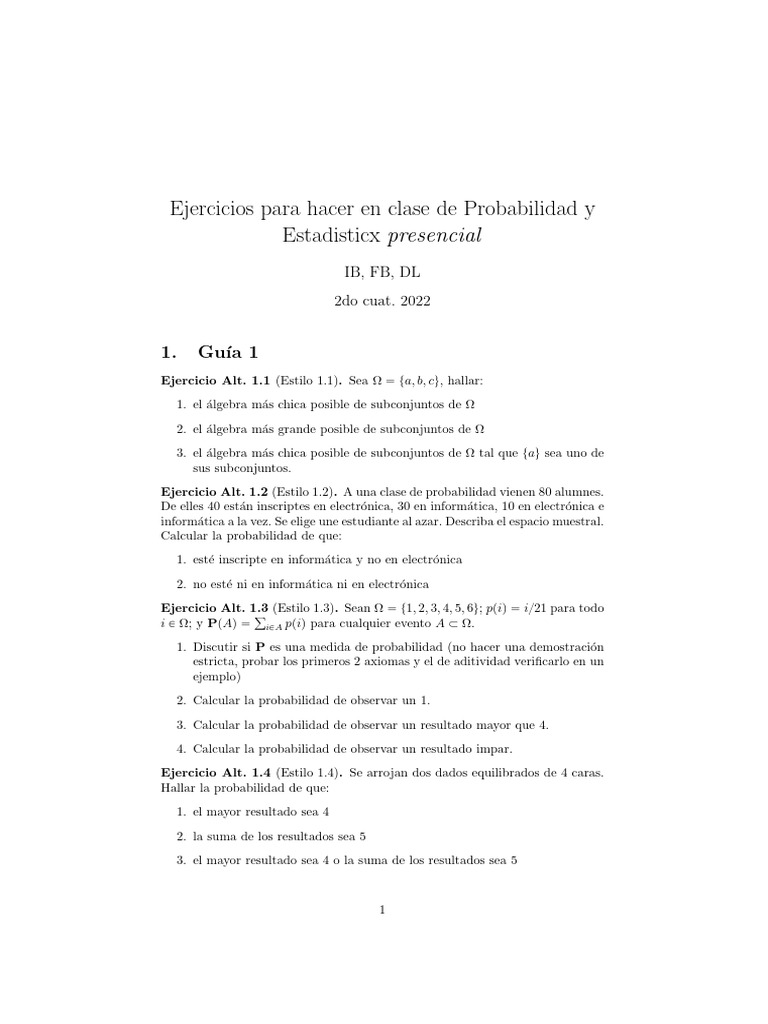 Ejercicios para Hacer en Clase | PDF | Valor P | Métodos y materiales ...