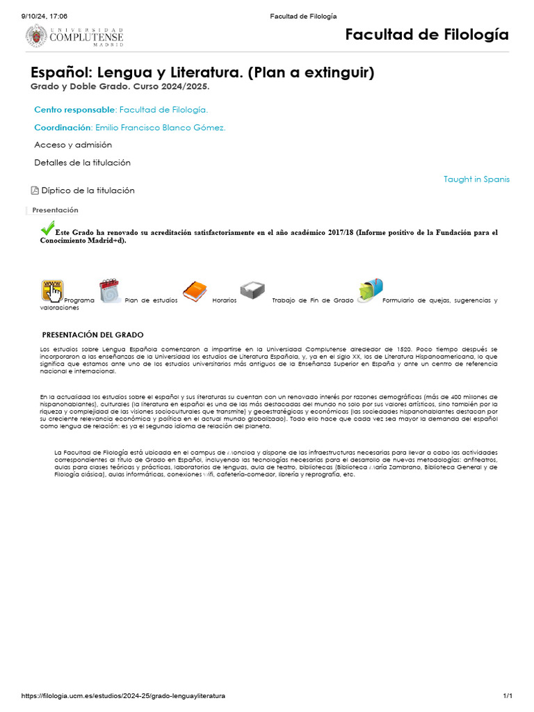 Facultad de Filología | PDF