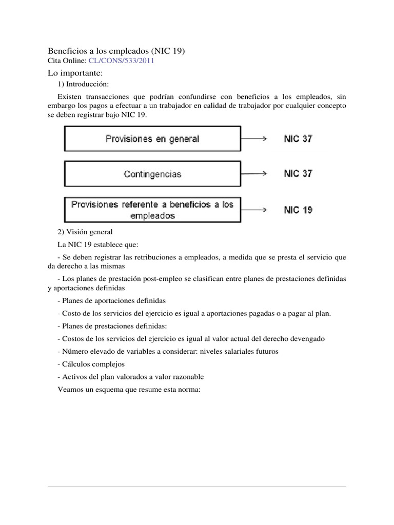Beneficios A Los Empleados Niic 19 | PDF | Salario | Finanzas y dinero