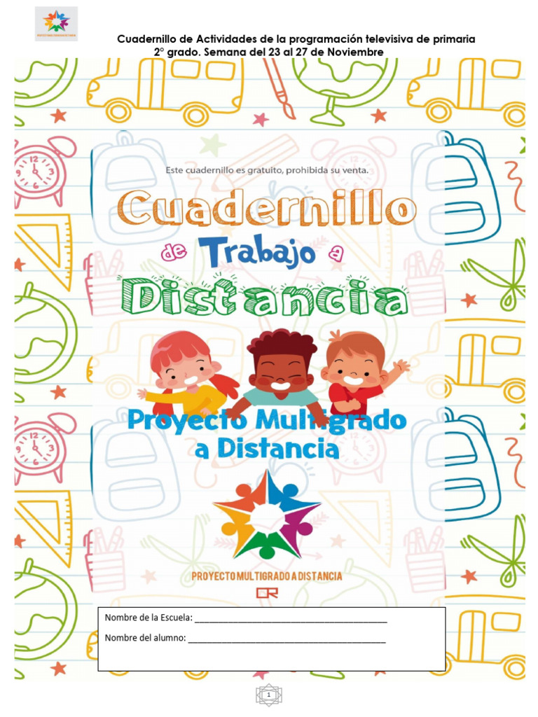 Cuadernillo de Actividades 2° Grado | PDF | Aprendizaje | Educación ...