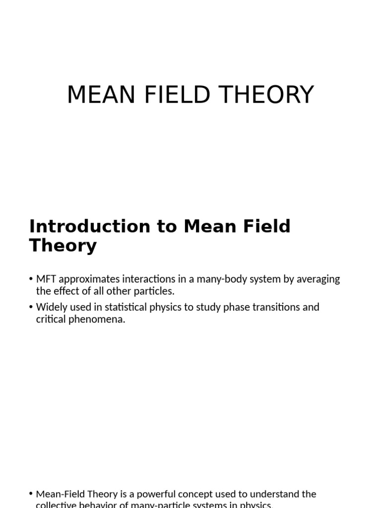 Mean Field Theory | PDF