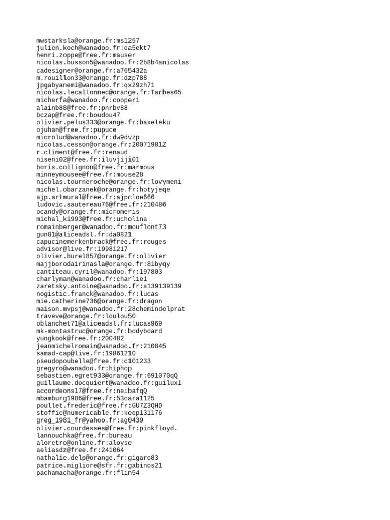FulldbCrackedSQLi) 115k HQ Email Pass Duplicate Removed Private FR