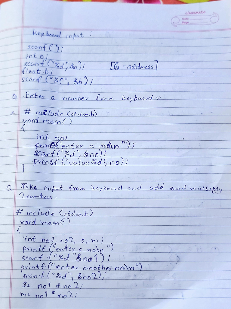 C Class Notes Class 2 | PDF