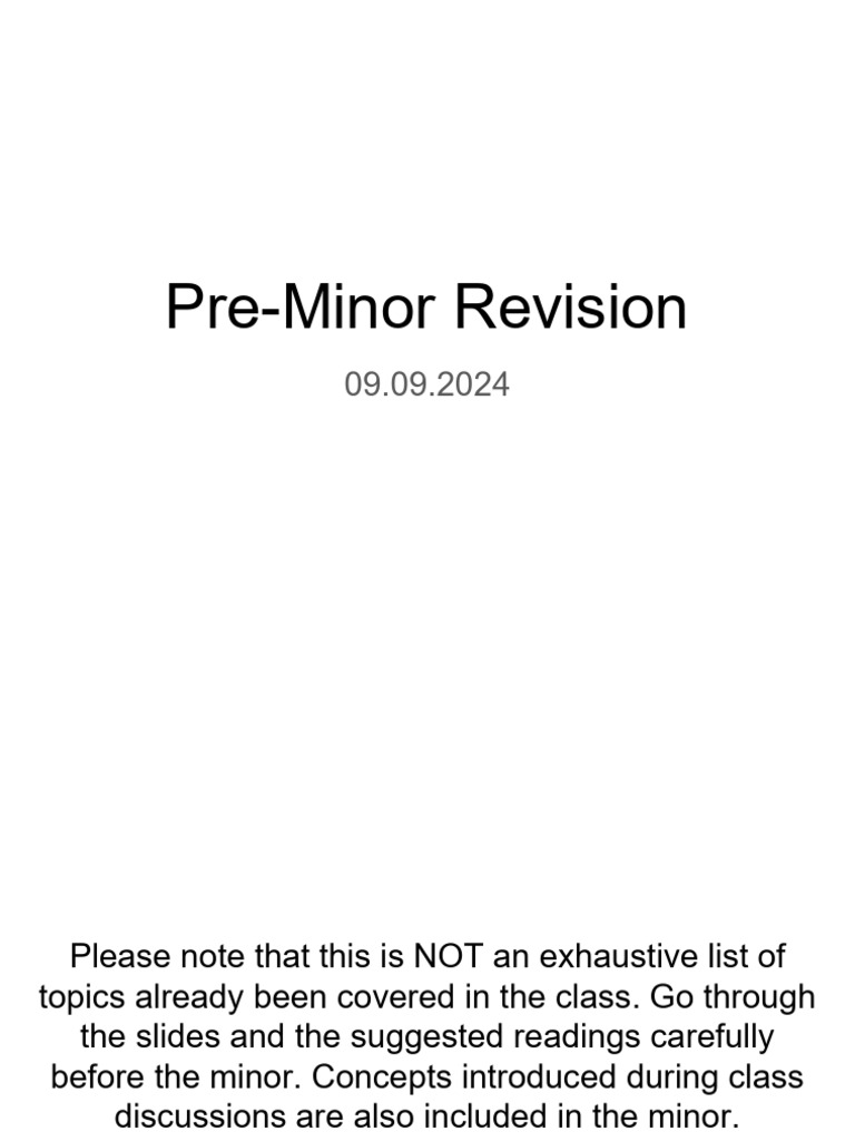 Lecture 14 Preminor Revision | PDF