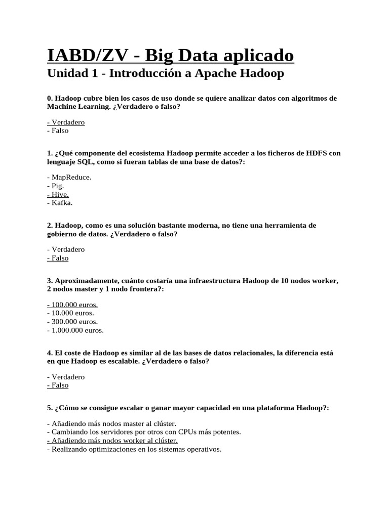 IABD/ZV - Big Data Aplicado: Unidad 1 - Introducción A Apache Hadoop | PDF