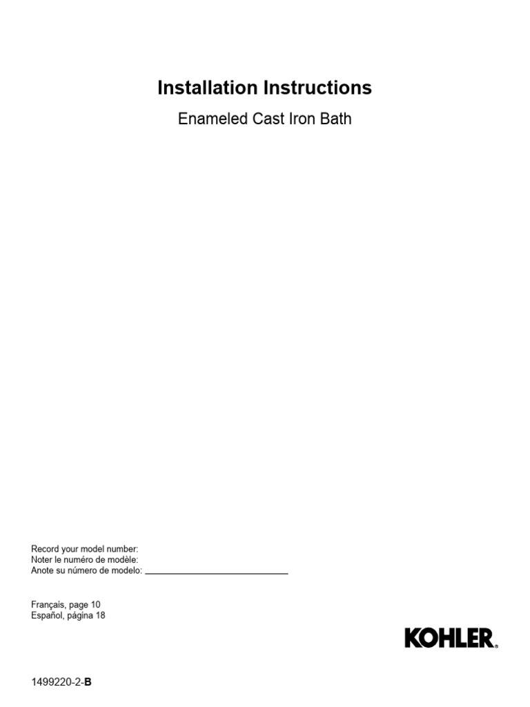 Installation Instructions: Enameled Cast Iron Bath | PDF
