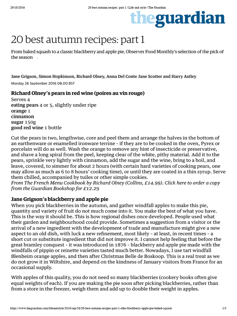 Top 20 Autumn Recipes Part 1 | PDF | Apple | Garlic